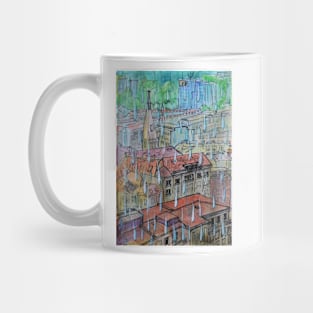 Watercolor Sketch - Genève, Saint-François from Champel on a Rainy Day Mug